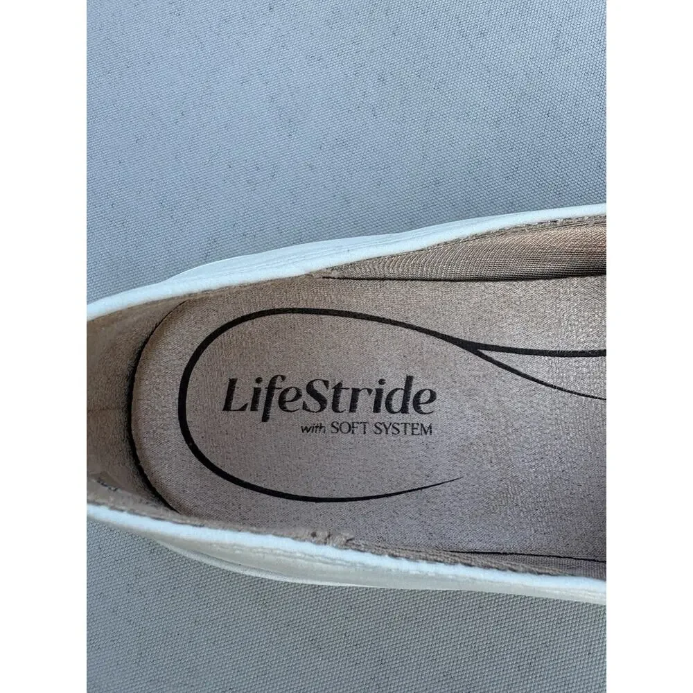 LifeStride Soft System Women's White Slip-On Loafer Flats Arch Support Size 7